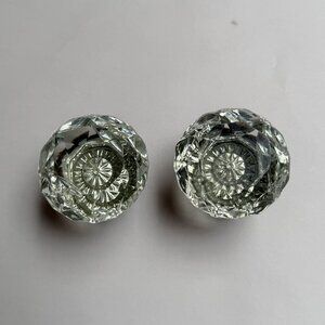 Lot Of 2 Vintage Antique Glass Door Knobs Matching Set